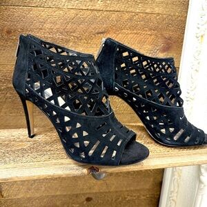 INC International Concepts Black Laser Cut Peep Toe Heels - Size 8M